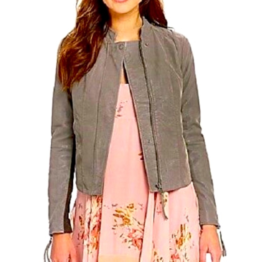 Free people clean minimalist vegan leather Moto jacket